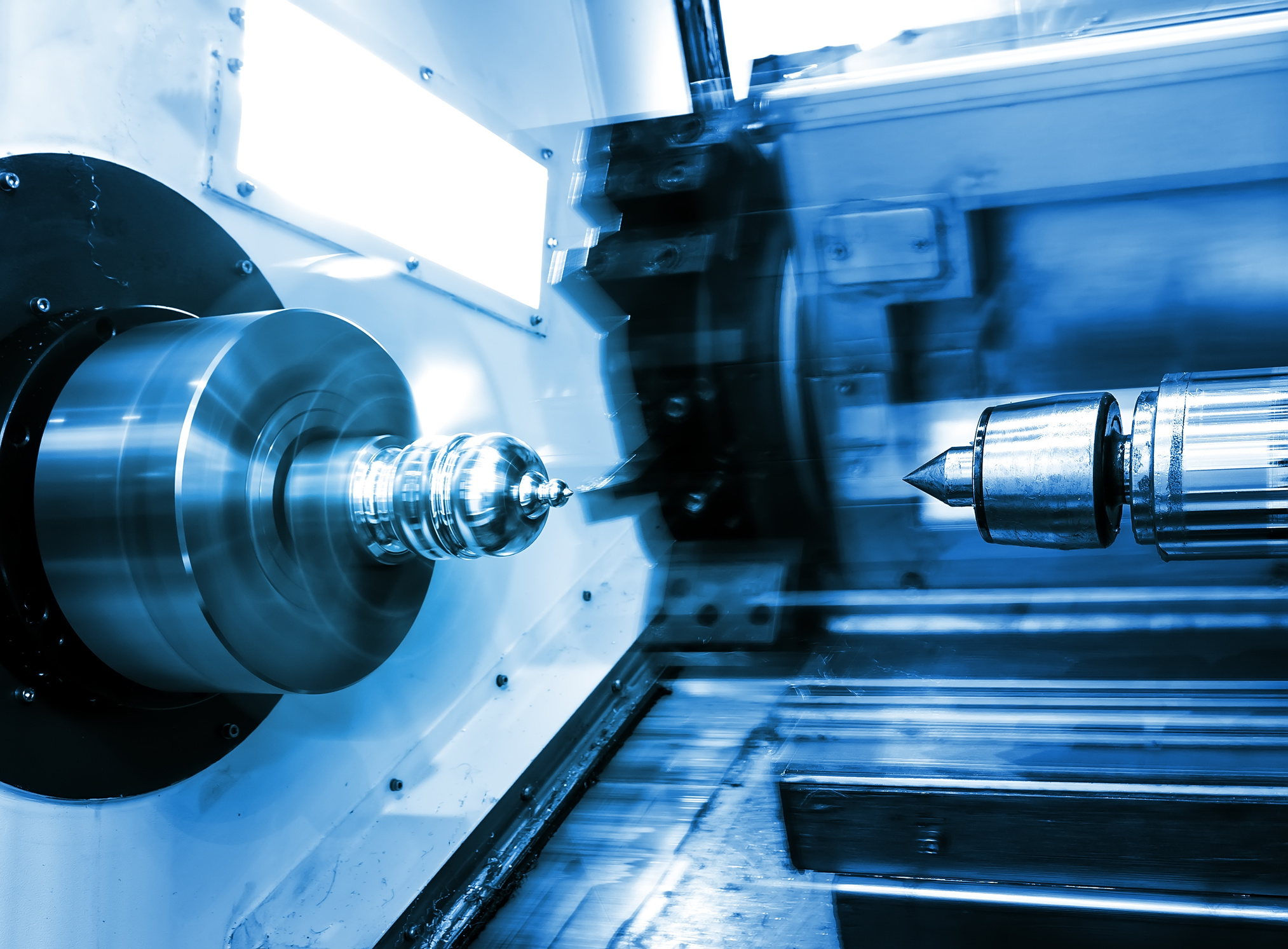 Rotating brilliant part of automated lathe for machining metal parts